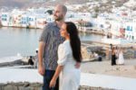 Stunning Photoshoot of a Romantic Couple in Mykonos Harbor